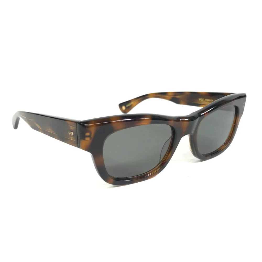 Garrett Leight Sunglasses WOZ SPBRNSH Shiny Tortoise Frames with Gray Lenses